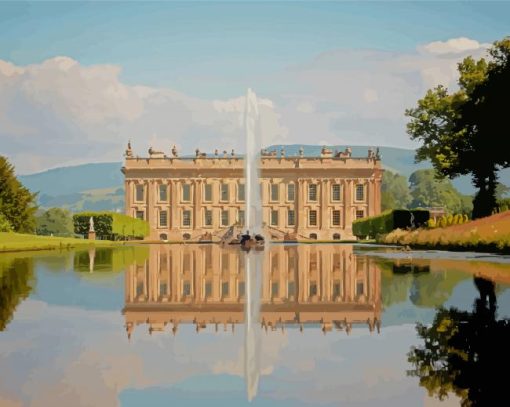 Chatsworth House Water Reflection Diamond Paintings