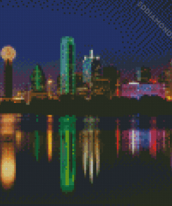 Dallas Skyline At Night Diamond Paintings