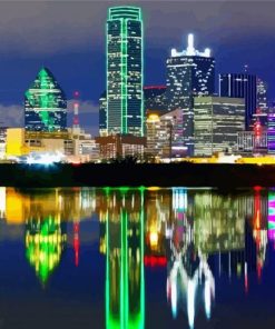 Dallas Skyline By Night Diamond Paintings