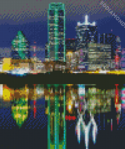 Dallas Skyline By Night Diamond Paintings