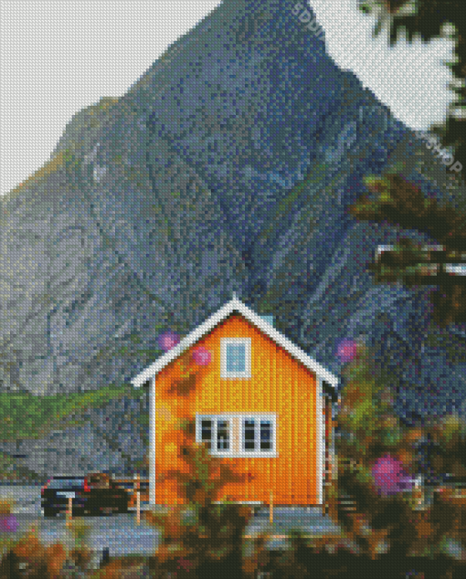 House And Mountain Diamond Paintings