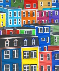 Jellybean Houses Row Newfoundland Diamond Paintings