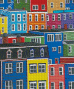 Jellybean Houses Row Newfoundland Diamond Paintings