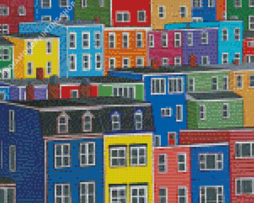 Jellybean Houses Row Newfoundland Diamond Paintings