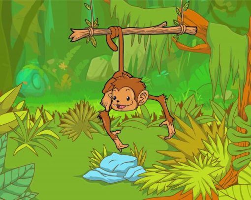 Jungle Monkey Cartoon Diamond Paintings