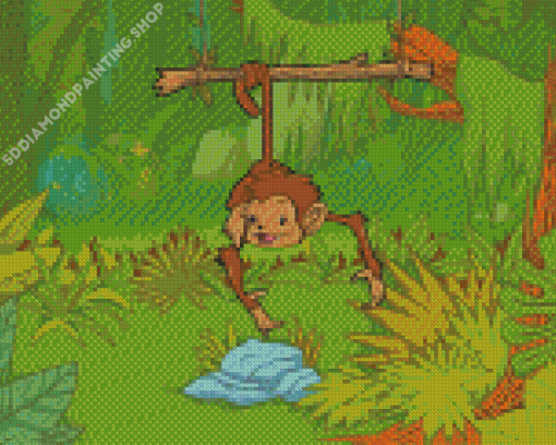 Jungle Monkey Cartoon Diamond Paintings