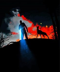 Man And Dog Silhouette Diamond Paintings