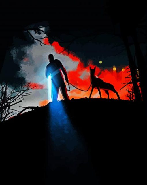 Man And Dog Silhouette Diamond Paintings