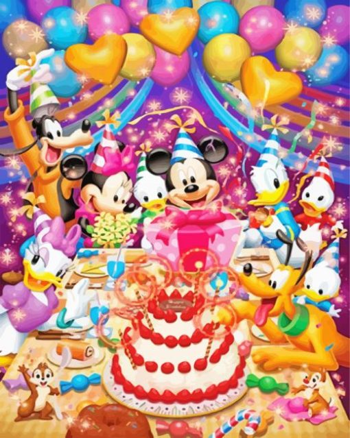 Minnie Mouse Birthday Celebration Diamond Paintings