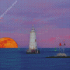 Moon Rise Great Beds New Jersey Lighthouse Diamond Paintings