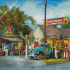 Old Gas Station Truck Diamond Paintings