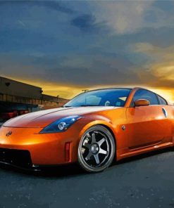 Orange Nissan 350z Car Diamond Paintings