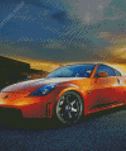 Orange Nissan 350z Car Diamond Paintings