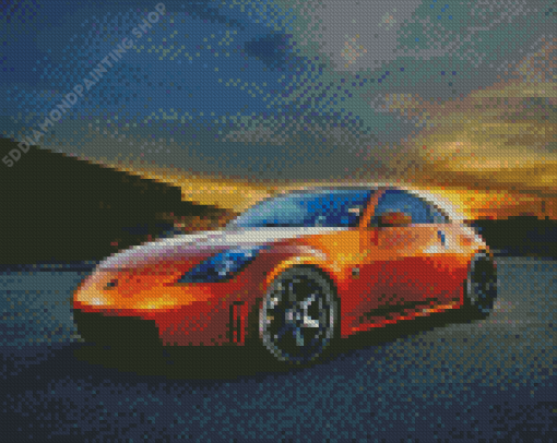 Orange Nissan 350z Car Diamond Paintings