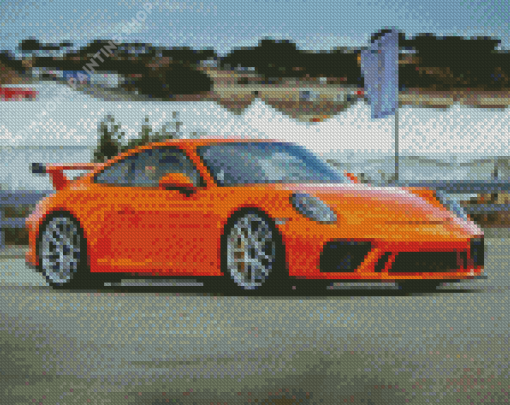 Orange Porsche 911 Diamond Paintings