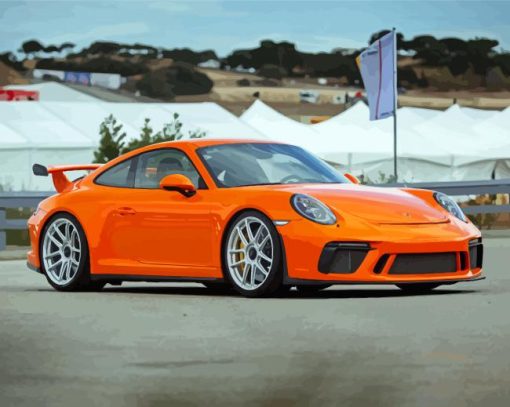 Orange Porsche 911 Diamond Paintings