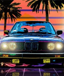 Palm Trees With Car Bmw Diamond Paintings