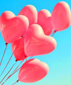 Pink Heart Balloons Diamond Paintings