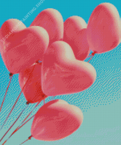 Pink Heart Balloons Diamond Paintings