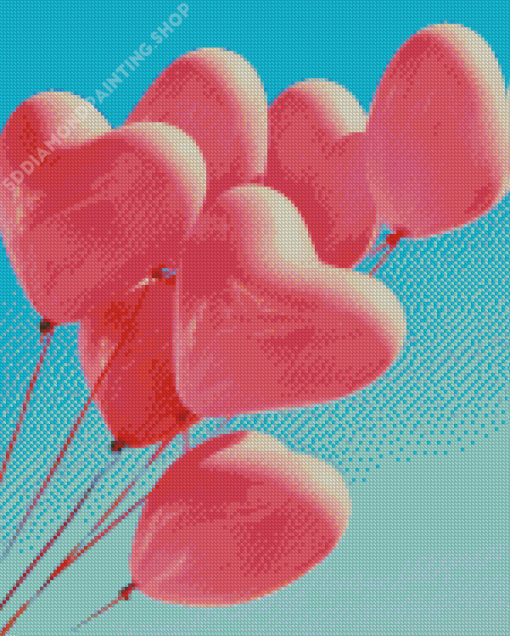 Pink Heart Balloons Diamond Paintings