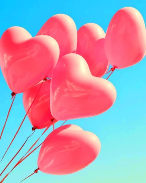 Pink Heart Balloons Diamond Paintings