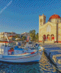 Port Of Aegina Greece Diamond Paintings