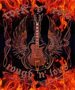 Rock N Roll Glaming Guitar Diamond Paintings