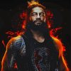 Roman Reigns On Fire Diamond Paintings