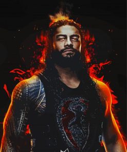 Roman Reigns On Fire Diamond Paintings