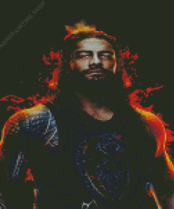 Roman Reigns On Fire Diamond Paintings