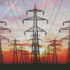 Silhouette Of Powerlines Diamond Paintings