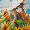 Sunflower Anime Girl Art Diamond Paintings