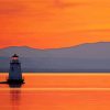 Sunset At Lake Champlain Vermont Lighthouse Diamond Paintings