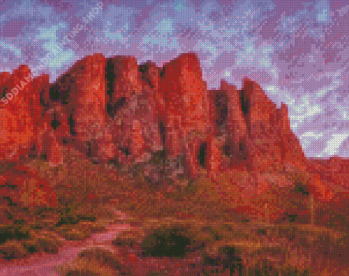 Superstition Mountains At Sunset Diamond Paintings