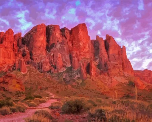 Superstition Mountains At Sunset Diamond Paintings