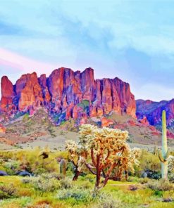 Superstition Mountains Sunset Diamond Paintings