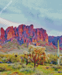 Superstition Mountains Sunset Diamond Paintings