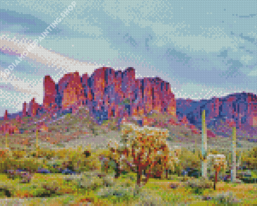 Superstition Mountains Sunset Diamond Paintings