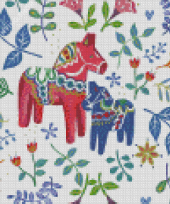 Swedish Dala Horses Diamond Paintings