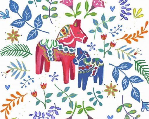 Swedish Dala Horses Diamond Paintings