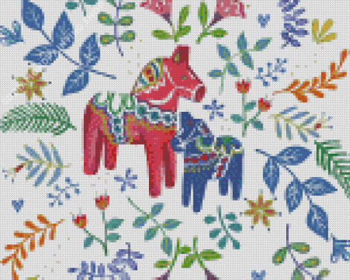 Swedish Dala Horses Diamond Paintings