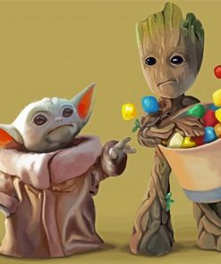 The Baby Groot And Baby Yoda Diamond Paintings