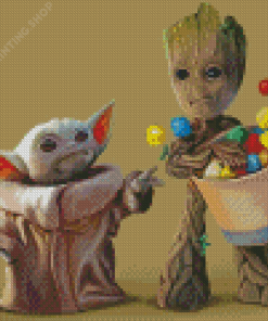 The Baby Groot And Baby Yoda Diamond Paintings