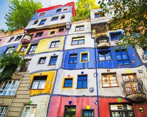 The View Of Hundertwasser House In Vienna Austria Diamond Paintings