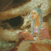 White Dragon And Chinese Girl Diamond Paintings