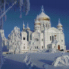 White Church In Winter Diamond Paintings