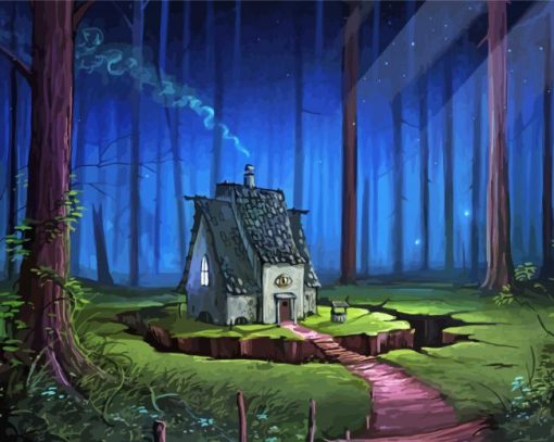 Wizards Cottage In Forest Diamond Paintings