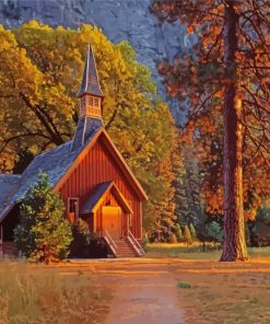 Wooden Country Church Diamond Paintings