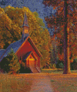 Wooden Country Church Diamond Paintings