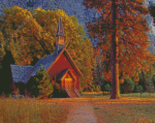 Wooden Country Church Diamond Paintings